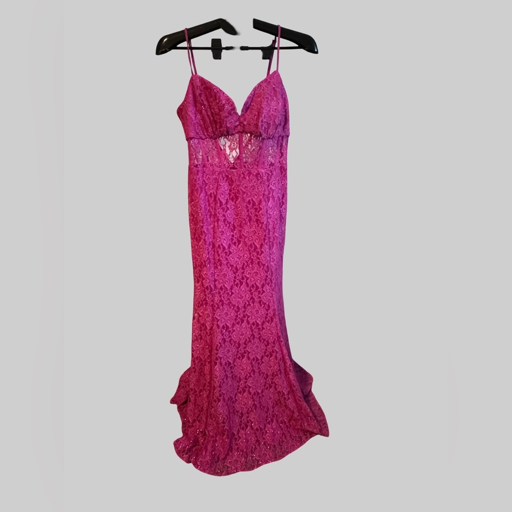 Morgan & Co. Vibrant Pink Lace Dress - Picture 6 of 9